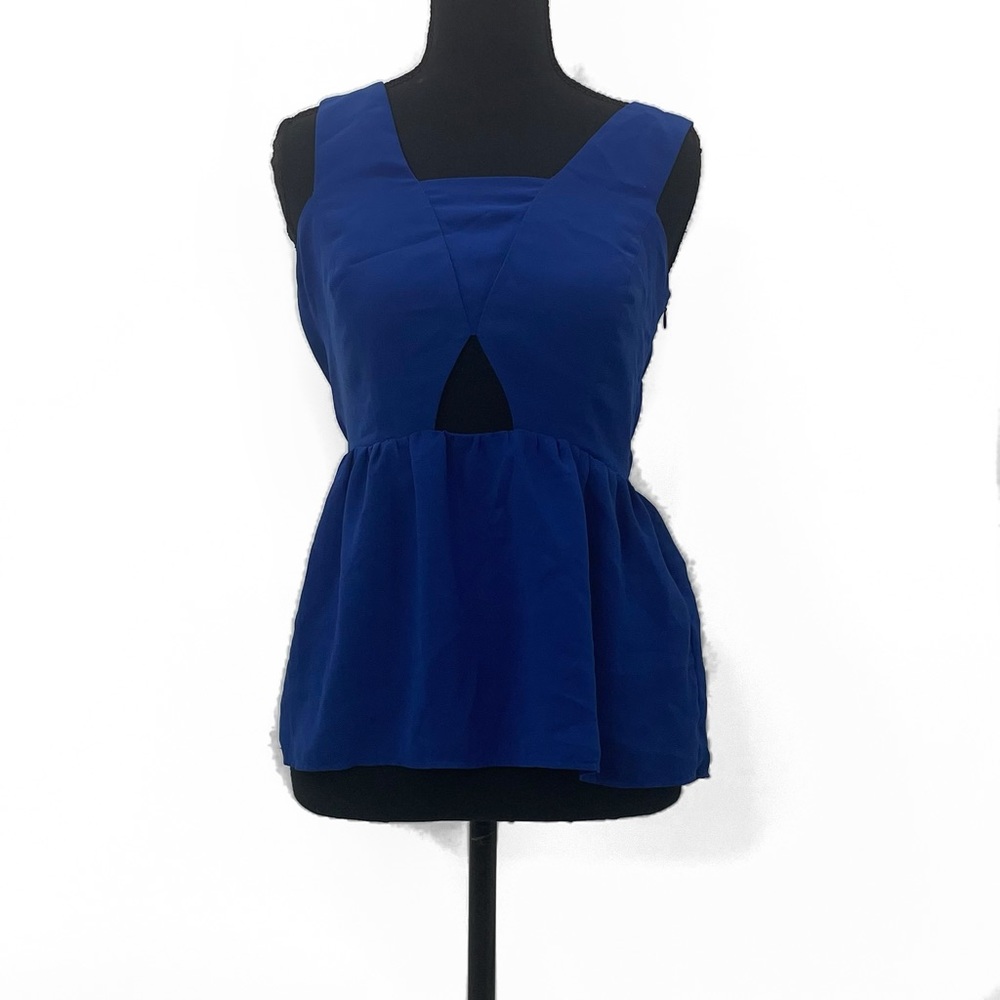 Zara Basics Blue Sleeveless Top | Cutout Detail Blouse | Trendy Casual XS